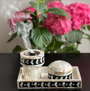 Gorgeous Mother of Pearl Incense Burner With <b>Box</b> and Tray Set Handcrafted Capiz Bakhoor Burner Ideal for Ramadan Eid Holiday - Product Image 4