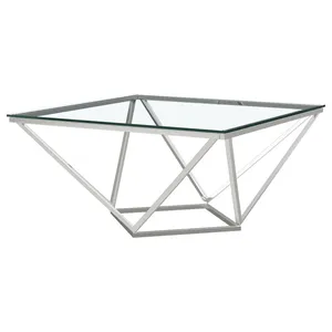 Modern Classic Round Coffee <b>Table</b> Handmade with Extendable Silver Metal Frame for Home <b>Decor</b> and Living Room Furniture - Product Image 2