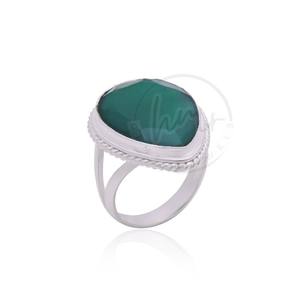 2025 Style à la mode 925 argent Sterling vert Onyx bague à la main pierres précieuses déclaration bijoux pour femmes et filles - Product Image 2