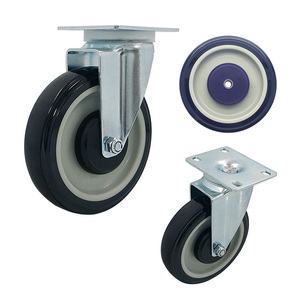 Roue pivotante à plateau 127 mm en polyuréthane et acier, roulettes industrielles pour meubles sans frein, capacité de charge 120 kg - Product Image 1