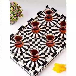 Juego de Bandejas de Madera India con Madreperla LAMETIERARTZ LMA999 de Alta Calidad, 6 Piezas con Tazas y Platos para Servir - Product Image 2