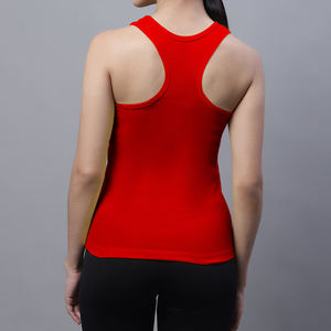 Camiseta sin mangas elástica a la venta, temporada de verano, ropa para correr de talla grande, camiseta sin mangas roja para mujer/algodón/fibra de bambú, estilo deportivo para mujer - Product Image 2