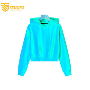 Sweat-shirt à capuche en molleton pour femme, décontracté, respirant, à manches longues, coupe courte, pour la saison printemps-hiver - Product Image 4