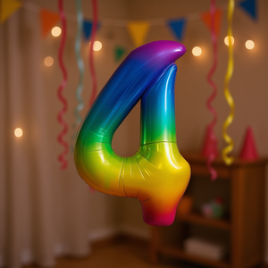 Ballon en feuille métallique Party Love numéro 4 multicolore 1M double face, sac de 12 pièces - Product Image 3