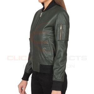 Concevez vos propres vestes en cuir à la mode Veste en cuir pour femmes de haute qualité au meilleur prix Veste en cuir véritable à manches longues - Product Image 2