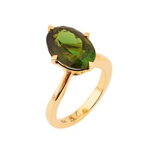 Anillo de Plata de Ley 925 con Piedra Preciosa Verde Hidro PRIDOT, Forma Ovalada, Diseño de Anillo de Plata Chapado en Oro - Product Image 1