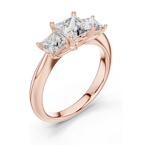 Anillo de Compromiso de 3 Piedras con Diamante de Laboratorio de 2.00 CT, Corte Princesa, Oro de 10KT, 14KT, 18KT y Plata 925, Oro Rosa, Amarillo, Blanco - Product Image 4