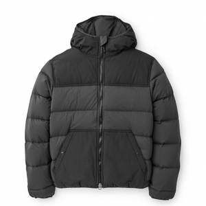OEM personalizado de los hombres de la calle de estilo bombardero Puffer chaqueta de invierno de cuello alto frente logotipo personalizado XL tela de lona luz con capucha - Product Image 5
