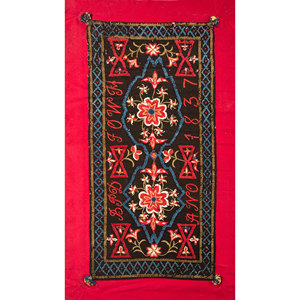 Alfombra de Lana Tejida Plana de Diseño Tradicional Nayaab en Rosa y Morado, Paem-774 - Product Image 1
