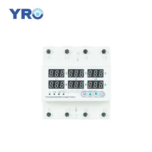 YRO DIN 3 63A 100A Fase Rail Voltímetro Amperímetro Protector de limitación de corriente de sobretensión y subtensión ajustable