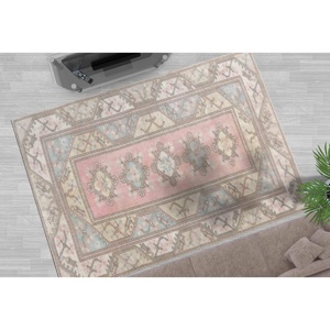 Alfombra Rosa Estilo Turco: Diseño Persa Vintage, Alfombra de Entrada, con Pelo Suave - Product Image 2