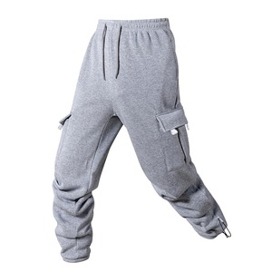 Pantalon de jogging taille haute à motif droit en velours côtelé pour homme, respirant et écologique, avec cordon de serrage ample et multi-poches - Product Image 2