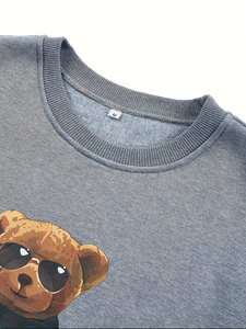 Maglia girocollo con stampa a forma di orso alta richiesta da <span class=keywords><strong>uomo</strong></span> Casual Graphic Design a manica lunga tessuto in maglia traspirante oversize - Product Image 6