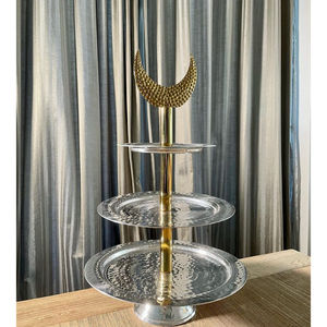 Meilleure vente Ramadan Dessert présentoir décor festif islamique plats de service en métal plateau de luxe lune étoile - Product Image 6