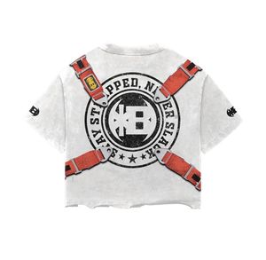 Streetwear vintage personnalisé sérigraphie surdimensionnée chemise graphique en coton boxy recadrée de détresse pour hommes - Product Image 3