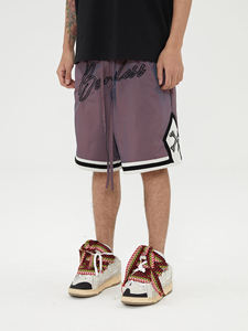 กางเกงขาสั้นกีฬาผู้ชายแบบลำลอง ผ้าไม่ยับ ทรงเข่า แต่งวินเทจฟอกสีแบบดิสเทรส - Product Image 6