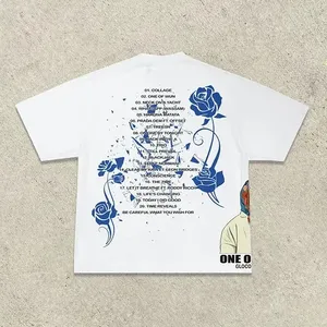 Summer Hip-hop Trendy Y2K Graphic Top Men American Retro Oversized T-shirt Casual Pure Cotton Round Neck Short Sleeves - Product Image 2