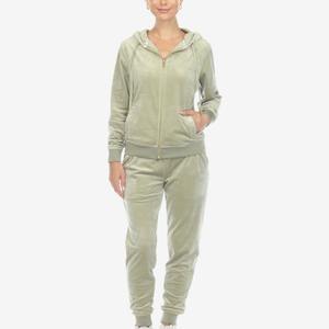 Nouvel ensemble de survêtement actif à manches longues pour femme, survêtement de sport ajusté en velours, survêtement à capuche en velours - Product Image 3