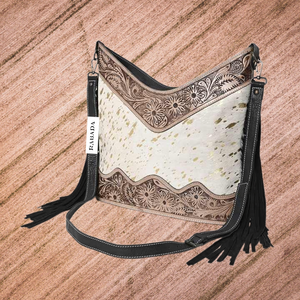 Nueva colección, bolso cruzado de cuero de vaca con correa desmontable, flecos laterales, bolso bandolera de cuero Hairon para niñas - Product Image 3