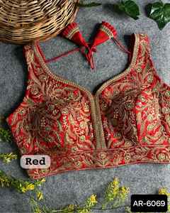 Latest Fashionable South Indian Pure Cotton Silk Blouse Casual and Wedding Wear Heavy Embroidery Work Blouse Collectionas - Product Image 4