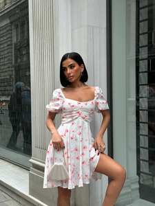 Vestido Midi de verano floral elegante con correas de lazo en los hombros Tela suave y ligera para uso diario o en la playa - Product Image 5