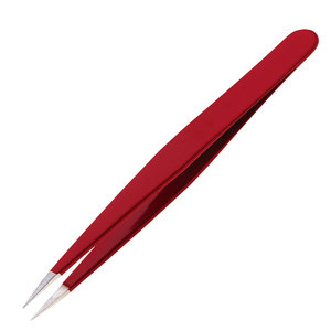 Marque privée Pince à épiler droite en acier inoxydable durable à pointe en fibre d'extension de cils personnalisée OEM solide - Product Image 1
