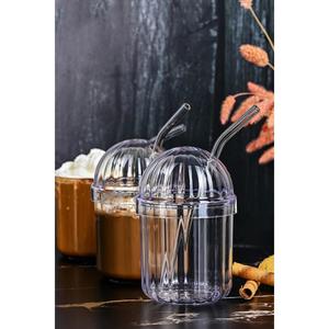 1 pezzo di paglia di vetro, coperchio resistente al calore cristallo Pinterest tazza di caffè e tazza di presentazione