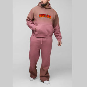 Vente chaude Midweight 100% Coton Polaire Imprimé Surdimensionné Boxy Hommes Survêtement Évasé Pantalon De Survêtement À Capuche 2 Pièces Ensemble - Product Image 6