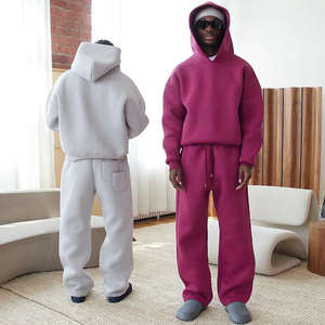 Conjunto de Sudadera con Capucha y Pantalones Deportivos de Invierno Vintage Holgados de 600 g/m², Personalizados OEM, Unisex, de Felpa de Algodón - Product Image 1