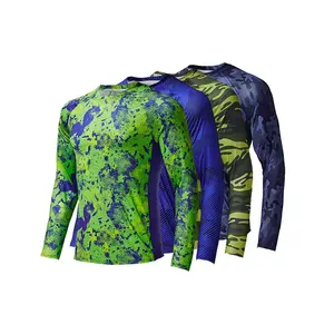 Material personalizado UV UPF50 + Absorbe la humedad Ropa de pesca para hombres Camisetas de pesca de manga larga Impresión por sublimación Nueva llegada - Product Image 1