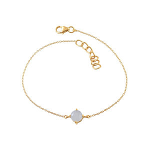Joyería clásica de moda, pulseras de piedras preciosas de Calcedonia azul chapadas en oro amarillo de Plata de Ley 925 para damas y niñas - Product Image 1
