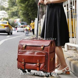 Bolsas de equipaje de cuero más vendidas, bolsa personalizada para hombres y mujeres, maletas de viaje, bolsas de equipaje de cuero genuino duraderas, tendencia 2025 - Product Image 4