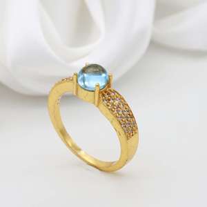 Novedad de 2024, joyería de boda de Latón chapado en oro de 18 quilates a la moda, accesorios de circón Topacio, anillos ODM con forma de diamante cortado para - Product Image 3