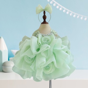 Trẻ Em Độc Đáo Hoa Vải Tuyn Bóng Gown Ngọc Trai Prom Công Chúa Ăn Mặc Hiệu Suất Sinh Nhật Wedding Party Puffy Dresses Làm Việt Nam - Product Image 5