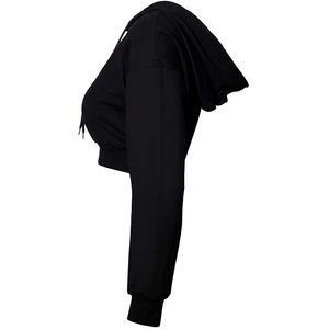 Sudaderas con Capucha Corta Personalizadas al por Mayor, Color Negro Sólido, Cuello con Capucha, Impresión DTG Personalizada, Bordado 3D, Ropa Urbana para Mujer - Product Image 2