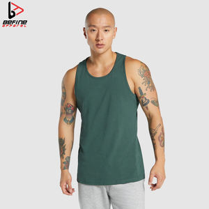 2024 hommes Gym Fitness débardeur col rond profond coton respirant Racerback sport Style grande taille - Product Image 2