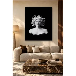 Buste de Méduse blanche sur fond noir, impression sur toile - Product Image 4