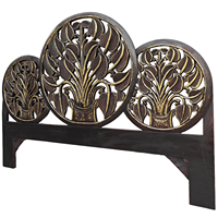 Tête de lit en bois sculpté artisanal style bohème Smart Art, finition MDF noir et or antique, éclairée, pour chambre à coucher