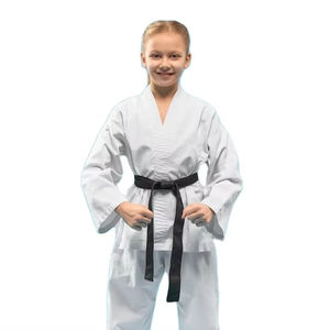 Tenue d'entraînement de karaté pour enfants, uniforme de combat en polyester/coton de haute qualité, respirant, confortable et léger pour les arts martiaux - Product Image 1