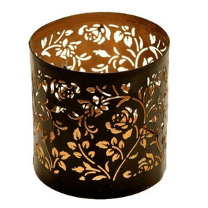 Porte-bougie votif en métal doré décoratif moderne, artisanal en fer et en laiton, lanterne à lumière chauffe-plat pour décoration de mariage élégante, cadeaux - Product Image 3