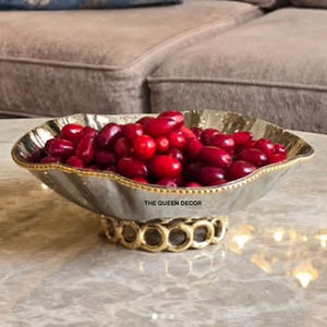 Bol décoratif en métal, en aluminium, avec dessus en verre, finition brillante, texture unique, bol à dessert en métal, vente chaude - Product Image 2