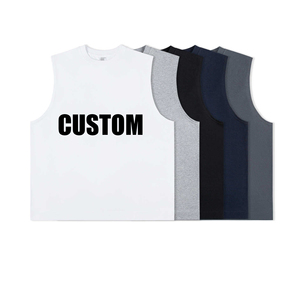 Camiseta sin mangas holgada de algodón de 300 g/m² para hombre, diseño de logotipo personalizado, top sin mangas oversize para verano - Product Image 6