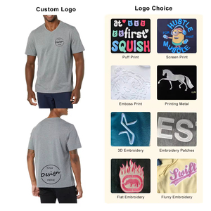 Fabricant OEM Coupe ample à manches courtes et col en V 100 _ T-shirt en coton de haute qualité avec impression personnalisée et logo pour hommes - Product Image 5