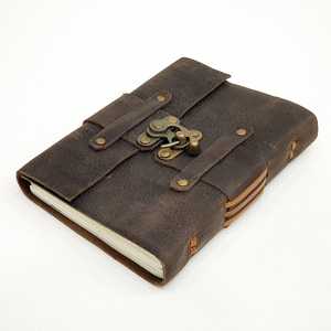 Diario con Logotipo Personalizado, Cubierta de Cuero de Grano Completo, Cierre de Cadeneta Vintage, Papel de Algodón Hecho a Mano Sin Madera para Dibujar con Lápiz - Product Image 5