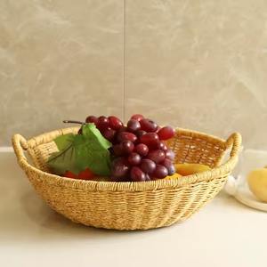 Vente en gros, plateau de rangement en rotin PP tissé à la main, assiette à pain ovale, plateau à gâteaux aux fruits, élégant plateau de service - Product Image 3