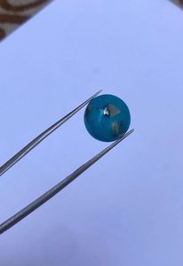 พลอยเทอร์ควอยซ์แท้ธรรมชาติ สีน้ำเงินเข้ม คุณภาพสูง ขนาด 13 มม. น้ำหนัก 6.15 กะรัต จากผู้ส่งออกในอินเดีย สำหรับทำเครื่องประดับ - Product Image 3