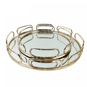 Miroir classique et plateau en cristal, beau plateau de service naturel - Product Image 2