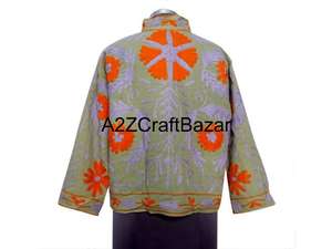 Veste d'hiver en coton pour femme, broderie Suzani, motif floral, tissu en duvet, avec robe indienne, manteau rembourré, cadeau pour elle - Product Image 5