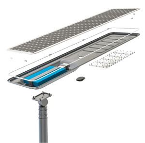 مصباح شارع <span class=keywords><strong>LED</strong></span> شمسي بقوة 60 واط وسطوع 10800 لومن مع بطارية وحساس حركة، مقاوم للماء IP66، من الفولاذ، معتمد CE، ضمان 5 سنوات، إضاءة طريق شمسية أحادية السيليكون - Product Image 2