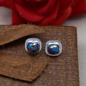 Boucles d'oreilles turquoise en argent sterling avec coussin - Product Image 6